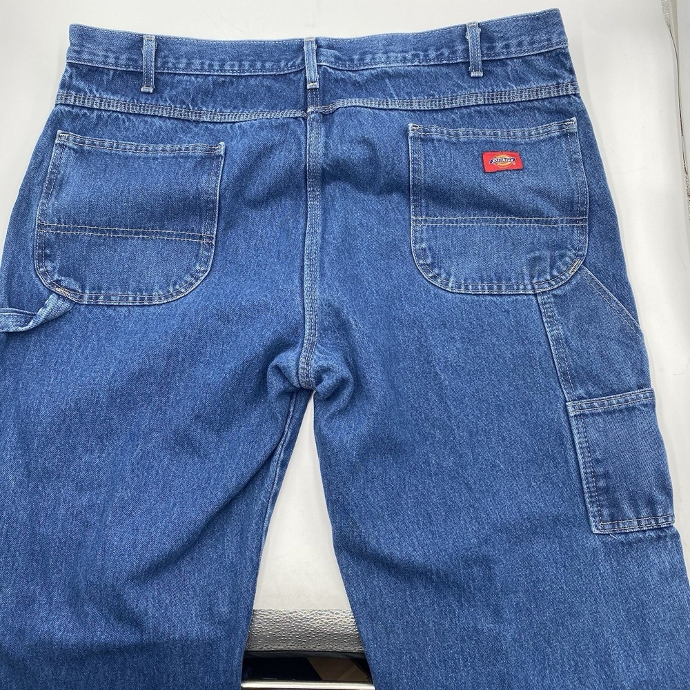 Dickies Carpenter Jeans Size 42x32 Blue‎ Wash Utility Pocket Workwear Denim VGC